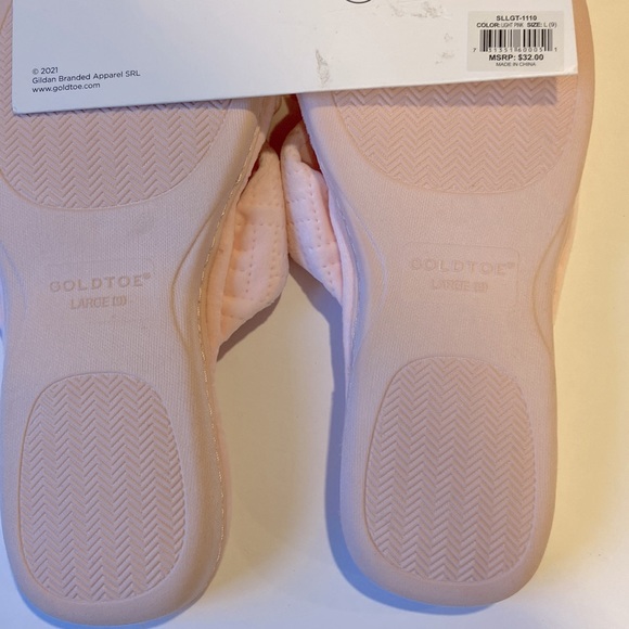 Gold Toe Women's Memory Foam Plush Open Toe Flip Flop House Slippers, Slip On - Picture 3 of 3